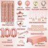 100th Birthday Decorations for Women Girls, Happy 100 Birthday Decorations for Her, Rose Gold Birthday Party Supplies with Banner, Number Balloons, Fringe Curtains, Hanging Swirls view 2