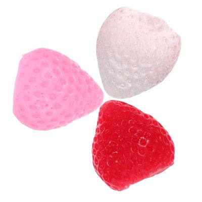 3pcs Strawberry Stress Kawaii Silicone Squeeze Balls for Adults for Office Breaks Home Relaxation and Party Decorations Realistic Texture Easy Maintenance