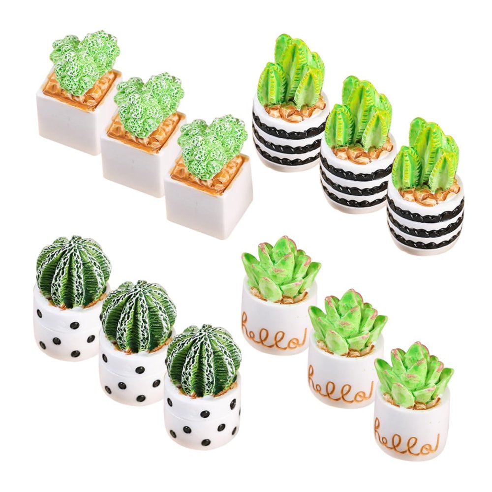 12Pcs Miniature Faux Cactus Plants Realistic Artificial Succulents in Pots for Home Office Decor Potted Greenery for Stylish Indoor Arrangements
