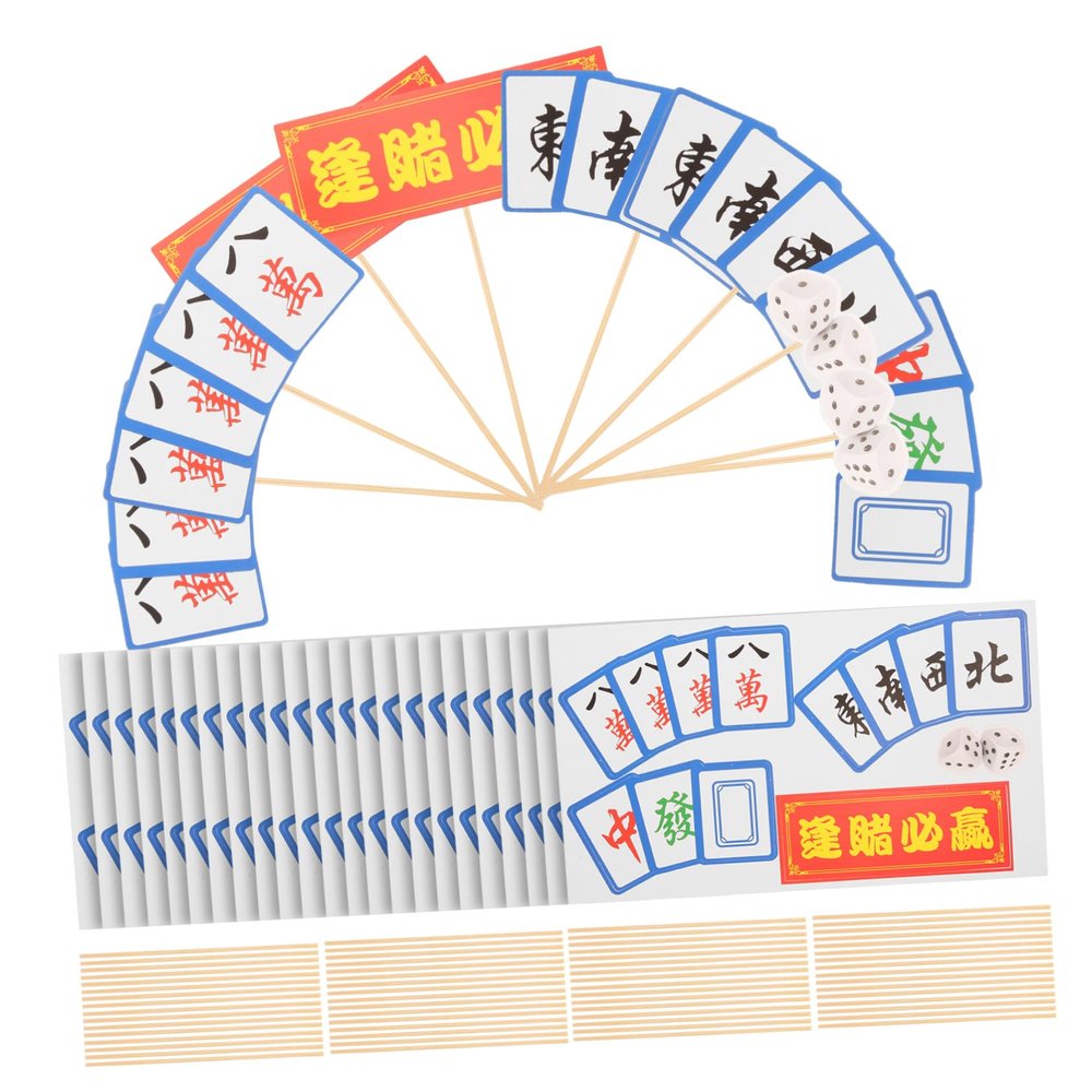 80pcs Mahjong Theme Cake Picks Creative Birthday Party Decorations Toppers for Unique Mahjong Ornaments to Enhance Your Celebration