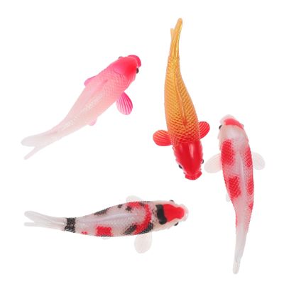 Abaodam 4pcs Mini Koi Fish Mini Goldfish Figurines Miniature Koi Fish Tiny Goldfish Realistic Carp Figurines for Dollhouse Garden Aquarium Tank Display