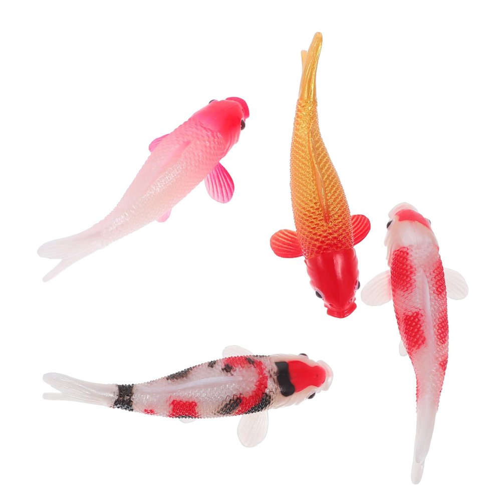 Abaodam 4pcs Mini Koi Fish Mini Goldfish Figurines Miniature Koi Fish Tiny Goldfish Realistic Carp Figurines for Dollhouse Garden Aquarium Tank Display