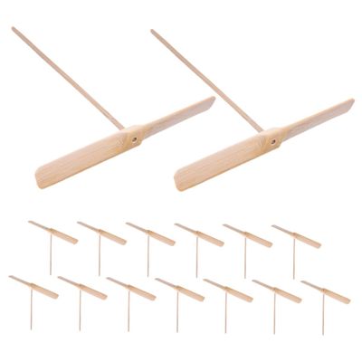 CVUTOVO 15pcs Wooden Dragonfly Flying Toys for Boys and Girls Portable Hand Helicopter Party Favors for Family Interaction