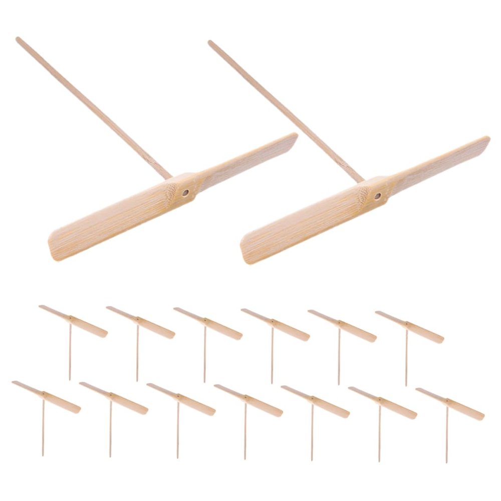CVUTOVO 15pcs Wooden Dragonfly Flying Toys for Boys and Girls Portable Hand Helicopter Party Favors for Family Interaction