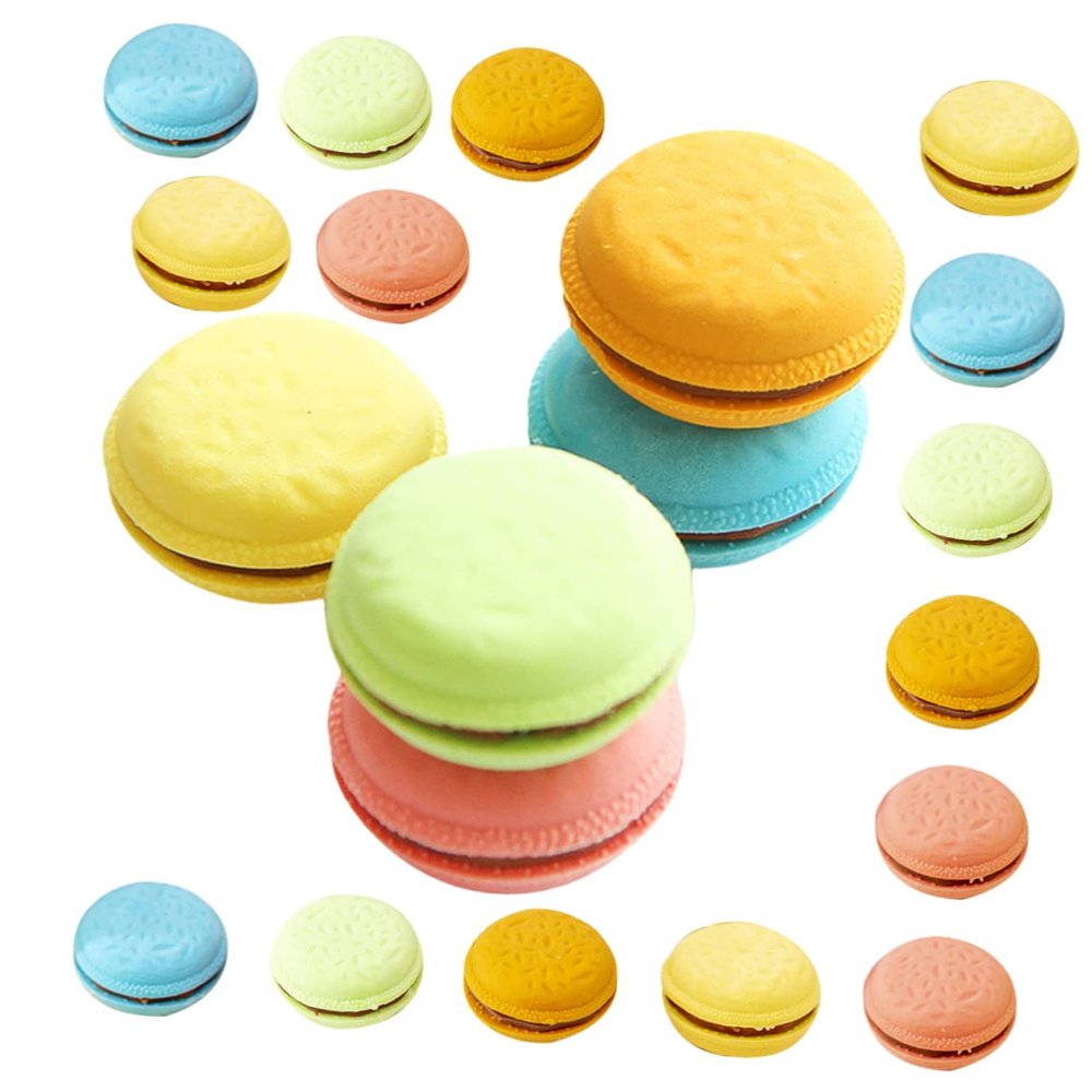 4 Boxes Lovely Macaron Erasers of Cartoon Pastry Erasers for School Supplies Lightweight and Easy to Use for Students and Classroom Decoration