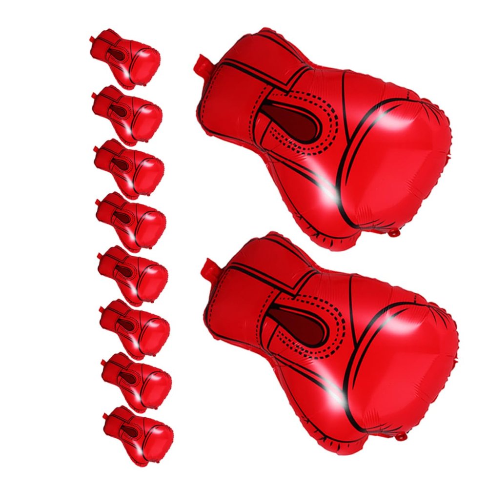 10Pcs Boxing Glove Balloons Aluminum Foil Decorations for Boys Birthday Parties Wrestling Themed Events and Sports Celebrations Vibrant and Compatible Party Supplies