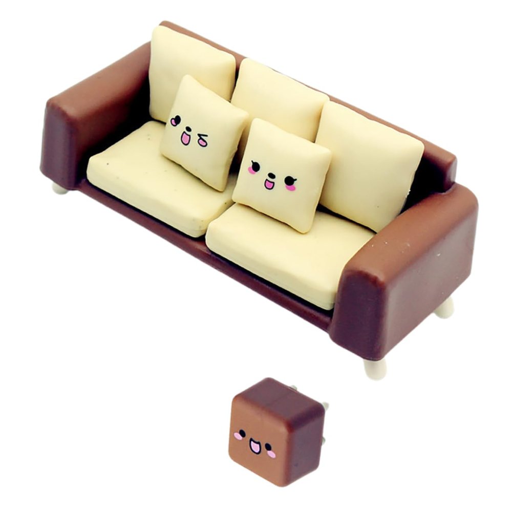 1Set Sofa and Stool Adorable Dollhouse Furniture Model for Creative Decoration for Miniature Life Scenes and DIY Projects Decorative Furniture