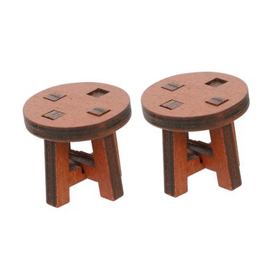 Abaodam 2pcs Round Miniature Chairs for Home Decor Miniature Photo Props Mini Landscape Decoration