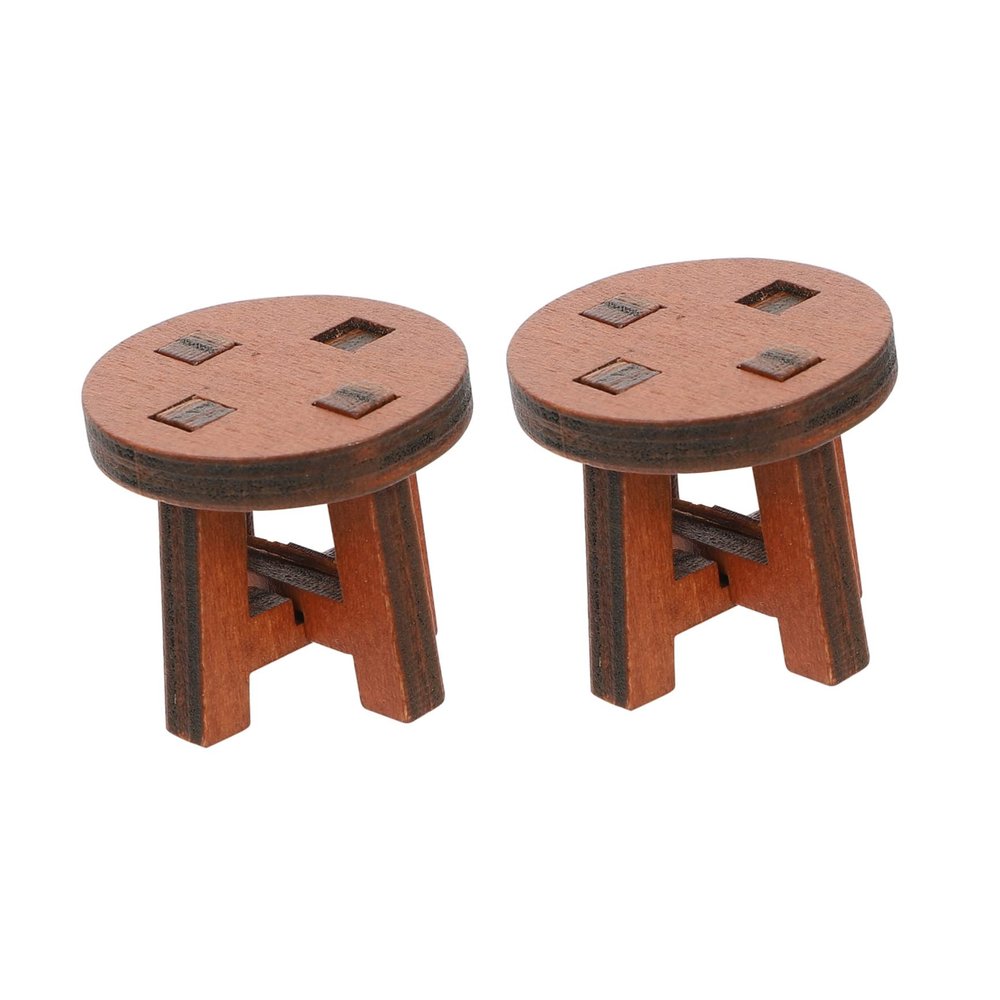 Abaodam 2pcs Round Miniature Chairs for Home Decor Miniature Photo Props Mini Landscape Decoration