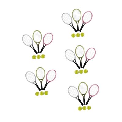 15 Sets Mini Tennis Racket Model Decorative Ornaments for Doll Houses Realistic Tennis Accessories for Miniature Home Decor and DIY Projects