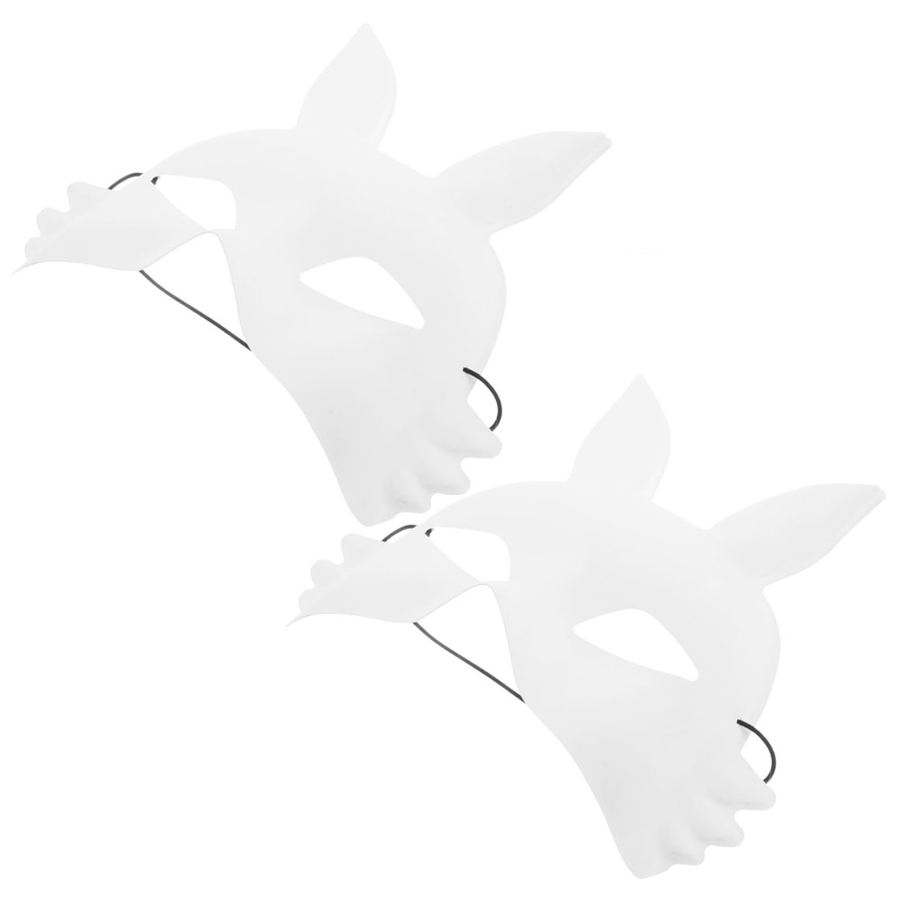 Abaodam 2Pcs White Rabbit Mask for DIY Painting Unfinished Half Face Bunny Masquerade Accessory Versatile Use for Halloween Parties and Creative Projects