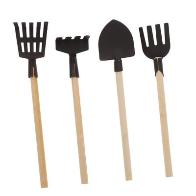 4pcs Mini Gardening Tools for Rake Shovel and Pitch Fork Dollhouse Accessories for and DIY Projects Enhance Creativity and Imagination Miniature Gardens