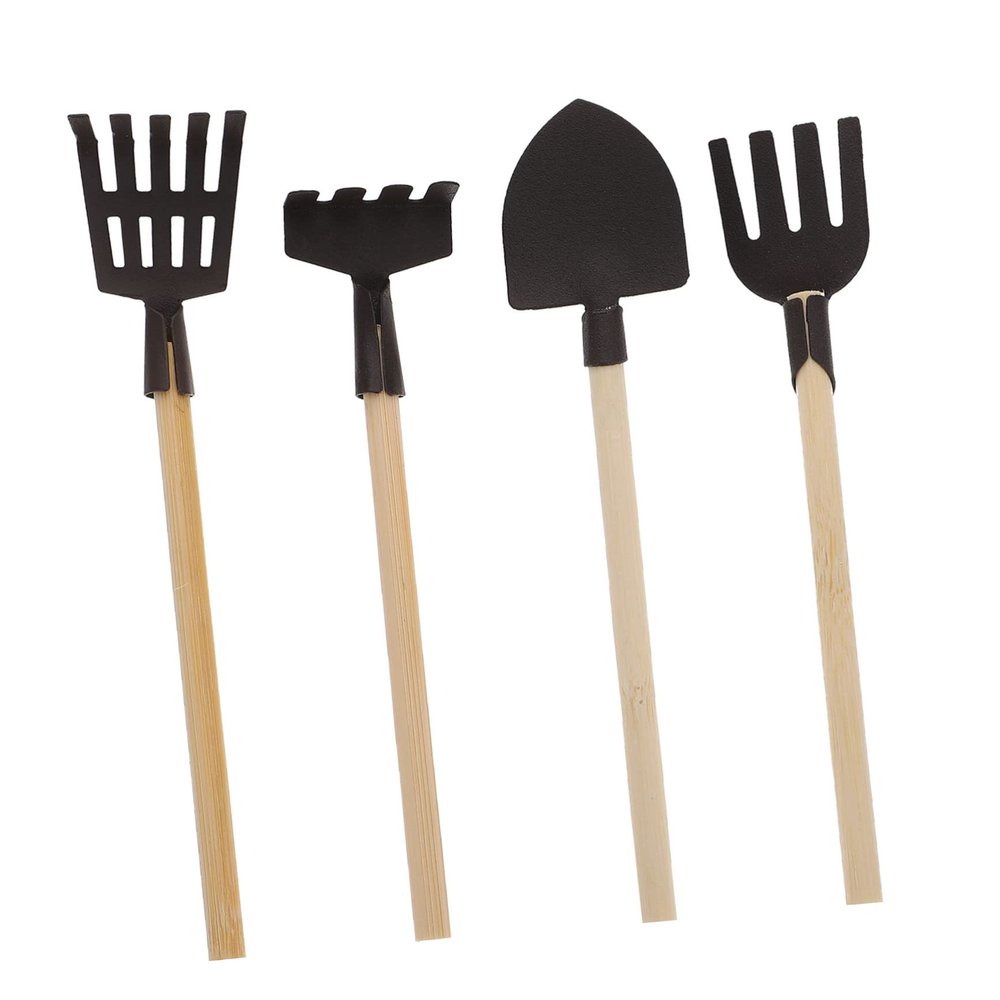 4pcs Mini Gardening Tools for Rake Shovel and Pitch Fork Dollhouse Accessories for and DIY Projects Enhance Creativity and Imagination Miniature Gardens