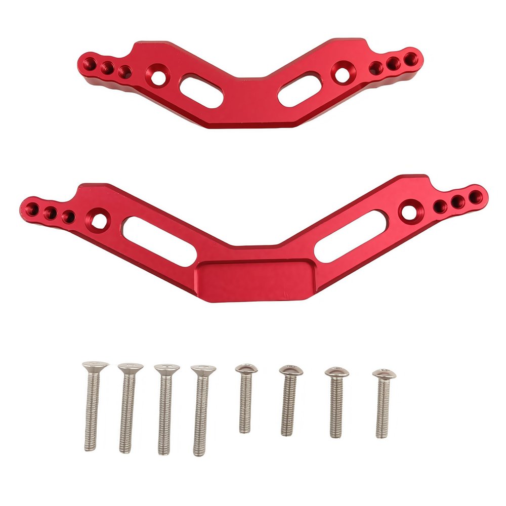Aluminum Front & Rear Shock Tower Upgrade for Arrma 1/10 Big Rock 3S BLX, Granite, Senton 3S BLX/Mega 550, 1/8 Typhon 3S BLX/Mega 550 (Red)