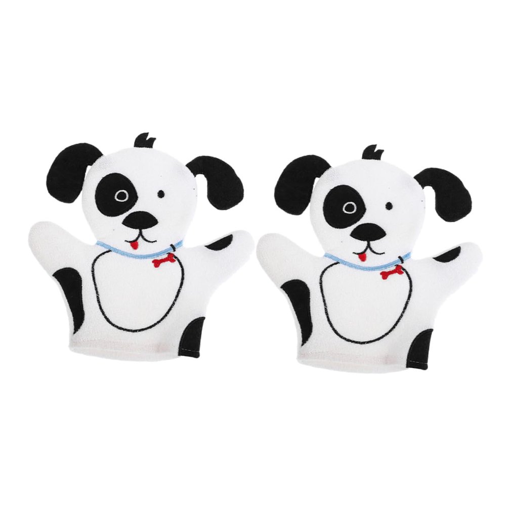 2Pcs Cartoon Dog Bath Gloves Fun Exfoliating Body Scrub Mitts for Adults Gentle Scrub Accessory for Family Bath Attractive Safe Design