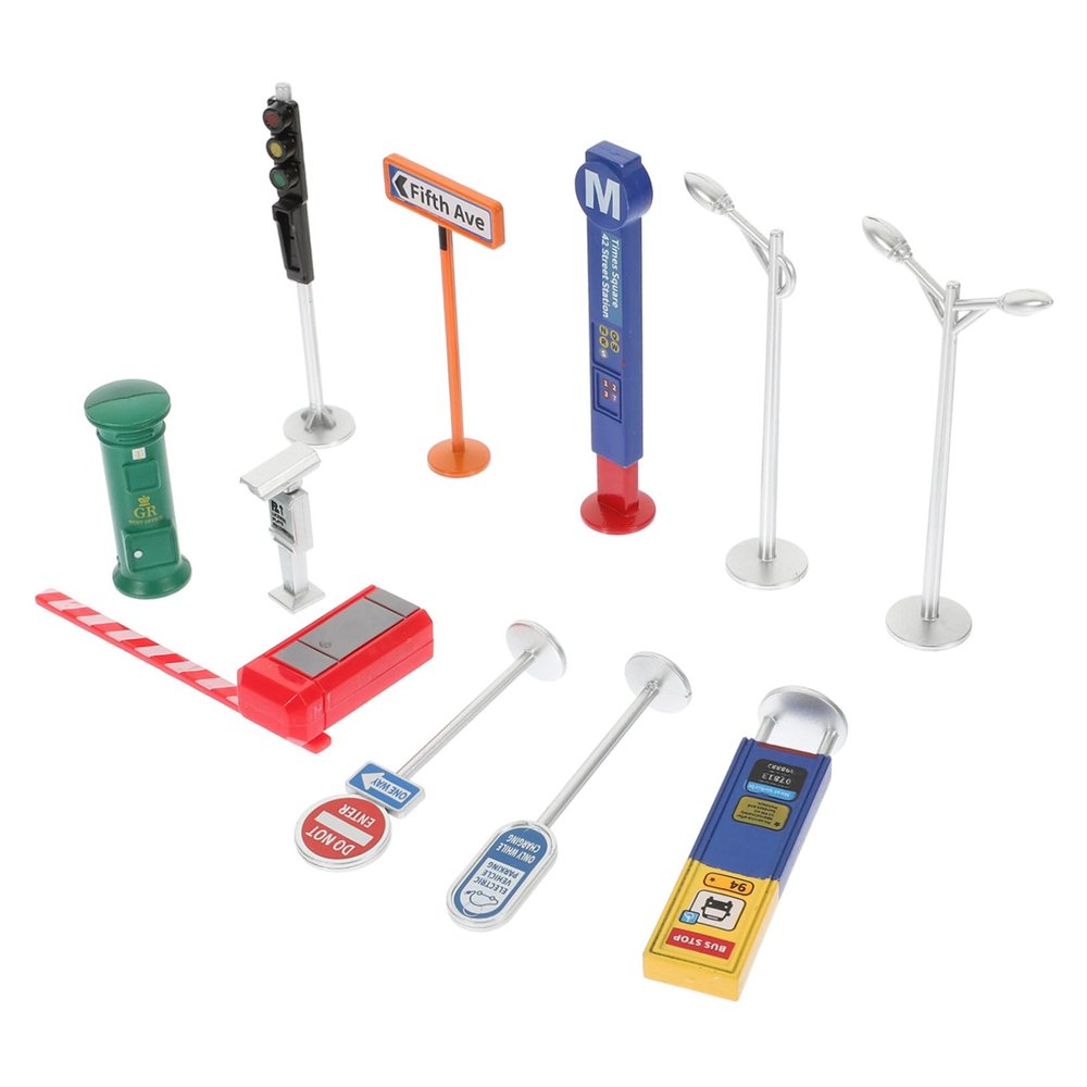 Toddmomy 1Set Traffic Road Signs Playset Material Realistic Design Includes Various Traffic Signs Signals for Learning for Boys