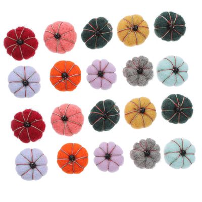 20Pcs Assorted Color Wool Felt Pumpkin Decorations for Halloween Crafts Safe Materials for DIY Projects Rooms and