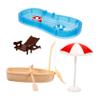1 Set Miniature Swimming Pool with Beach Chair Boat Dollhouse Accessory for Micro Landscape Layout Photography Decoration and DIY Miniature Garden Decor view 1