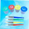 4Pcs Paint Brush Set with Spill Cups Handles for Beginners and Young Artists for Watercolors and Creative Play view 3