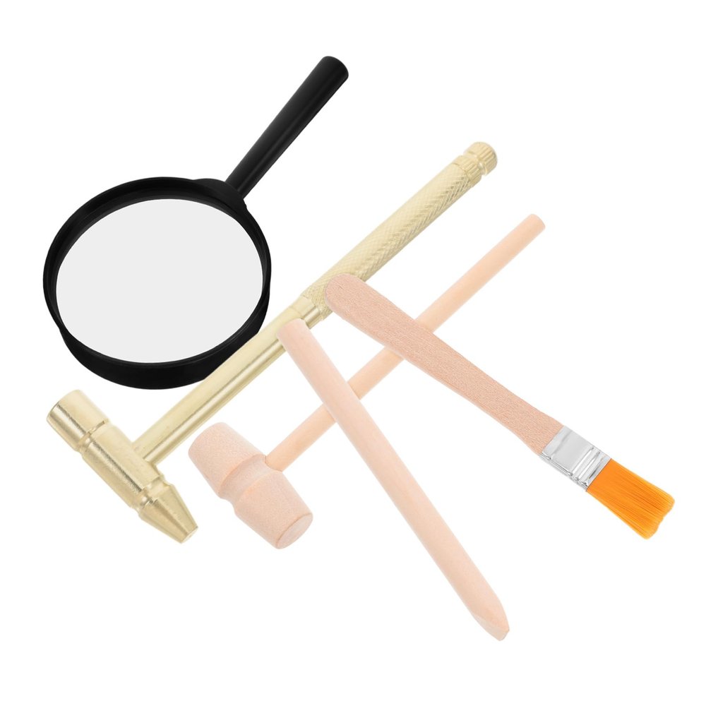 1Set Archaeology Tool Set Gemstone Digging Kit with Hammer Chisel Brush and Magnifier for and Safe and Versatile Educational Tools for Boys