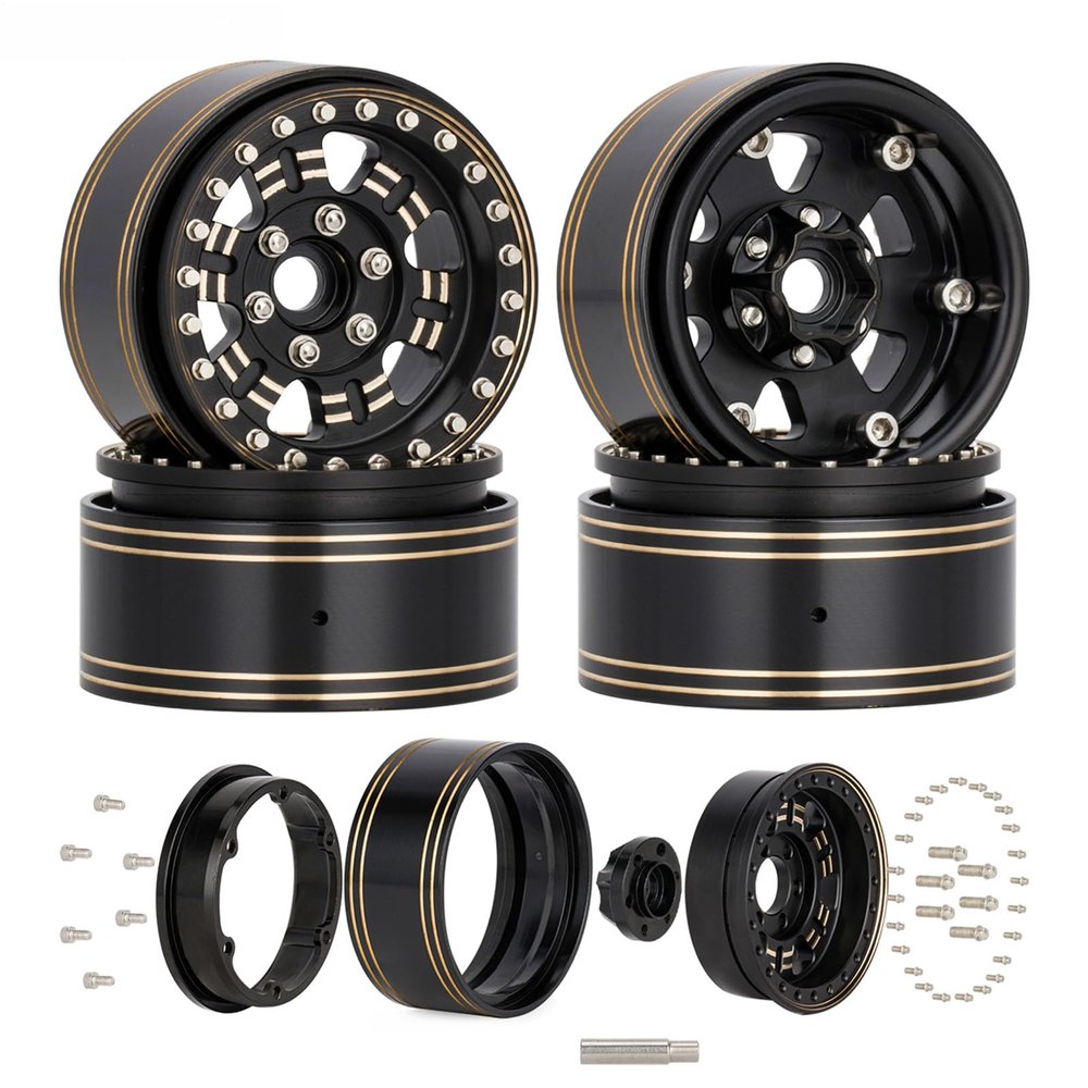 1.9" Beadlock Wheels Rim -3mm Negative Offset 959g Super Heavy Brass Wheel for 1/10 RC Crawler SCX10 Capra TRX4 VS4-10 Gen8 CC01 Upgrades