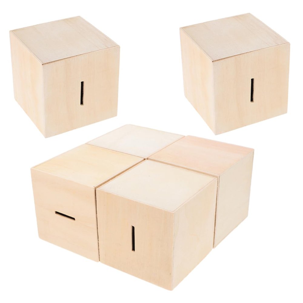 Abaodam 6pcs DIY Unfinished Wooden Coin Bank Set for Kids Paintable Money Box for Boys and Girls Fun Craft Project for Saving Money for Children