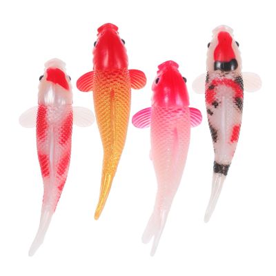 Abaodam 4pcs Tiny Koi Fish Figurines Statues Lifelike Artificial Fish Model Small Goldfish Miniature Carp Ornament Micro Landscape Fairy Garden Accessories