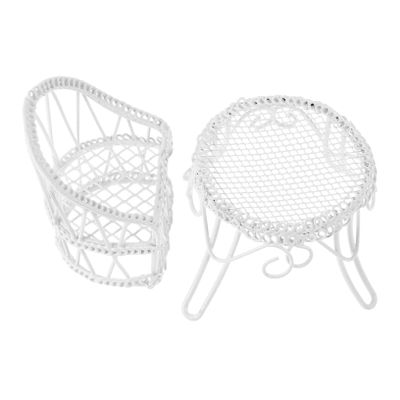 1Set Miniature Dollhouse Furniture Set Table Chairs for Fairy Garden Easy to Clean Versatile Desk for Display Photography for Miniature Scenes and Decor
