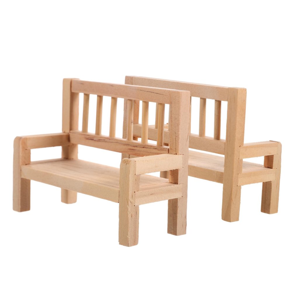 2Pcs Miniature Garden Bench Decorative Mini House Furniture Accessories for Dollhouse Mini Storage Bench for Creative Play and Imaginative Decor