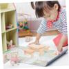 1Set Miniature Wooden Table and Bench Set Dollhouse Furniture Model Design for Mini House Decoration Material Realistic Craftsmanship view 4