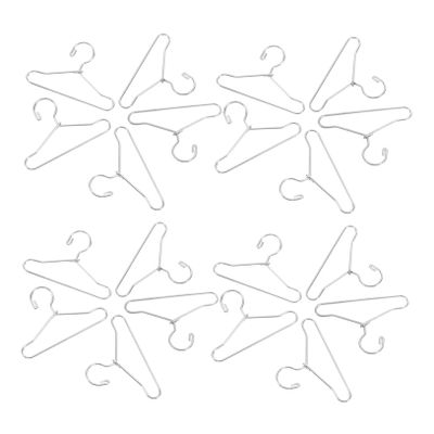 24pcs Mini Doll Clothes Hangers Silver Iron Hangers for Doll Outfits for Miniature Room Decor and Organization