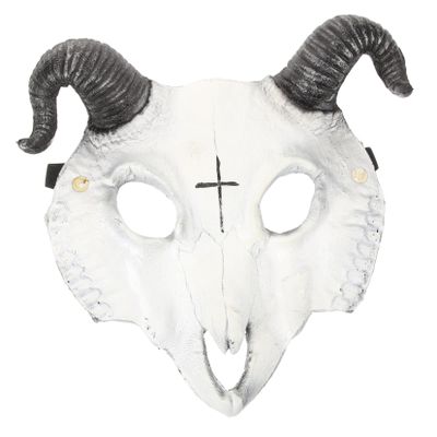 1Pc Skull Sheep Mask for Halloween Party Full Face Horror Costume Mask Lightweight Breathable PU Material for Cosplay Masquerades and Dance Performances Unisex