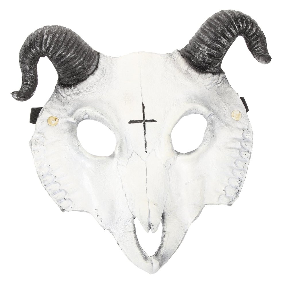 1Pc Skull Sheep Mask for Halloween Party Full Face Horror Costume Mask Lightweight Breathable PU Material for Cosplay Masquerades and Dance Performances Unisex