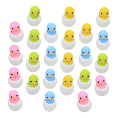 24Pcs Chick Shaped Erasers for Random Color Cartoon Easter Prizes Fun Classroom Supplies Cute Animal Stationery for Students and Collectors