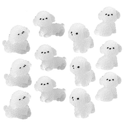 24pcs Luminous Mini Dogs: Cute Miniature Dog Figures Glow in The Dark Tiny Resin Animals for Home Miniature Landscape Aquarium Cake Topper Decoration