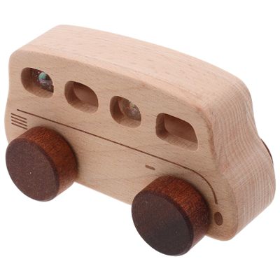Adorable Marble Bus for Natural Beech Interactive Rattle Engaging Plaything for Safe Design Promotes Cognitive Development and Hand Eye Coordination