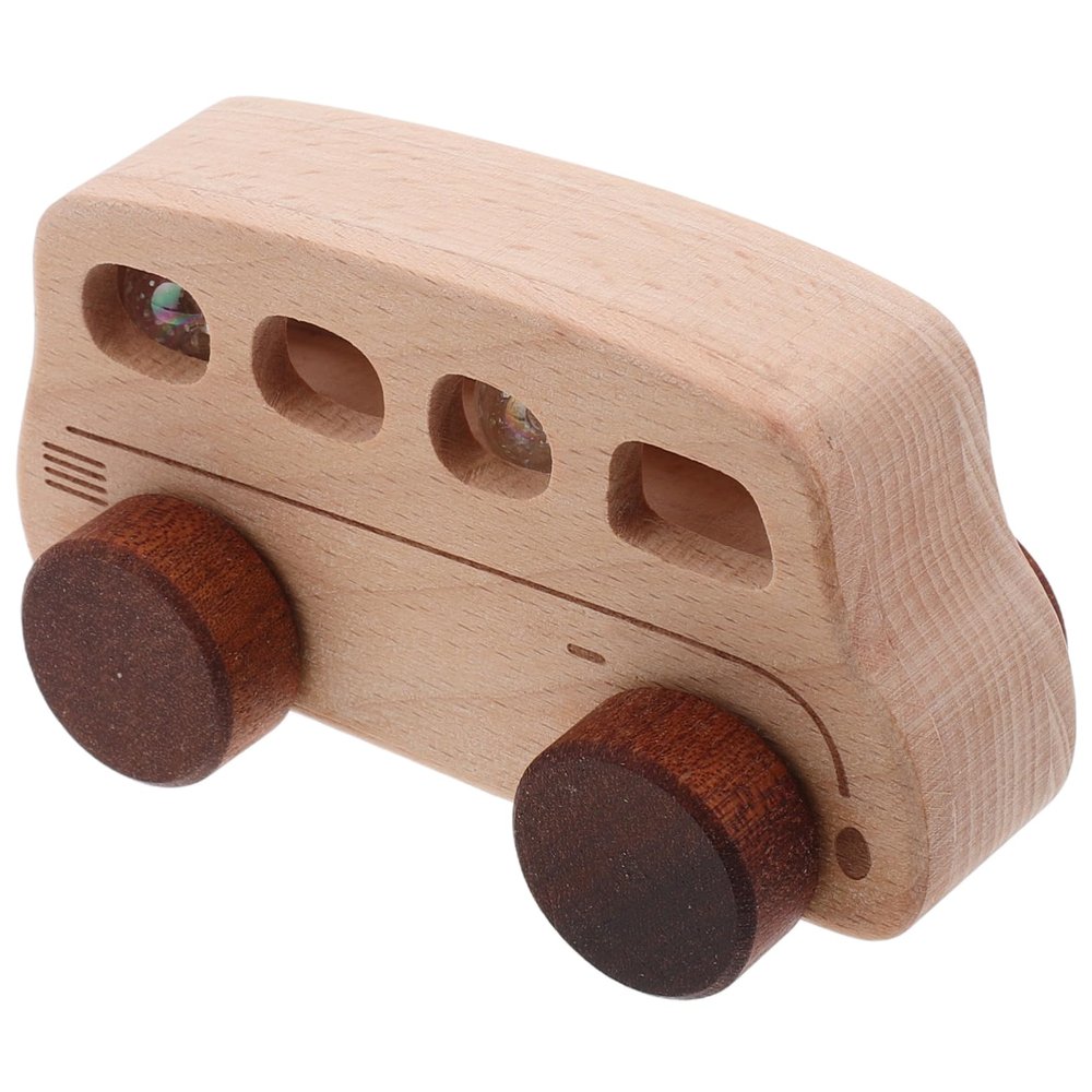 Adorable Marble Bus for Natural Beech Interactive Rattle Engaging Plaything for Safe Design Promotes Cognitive Development and Hand Eye Coordination