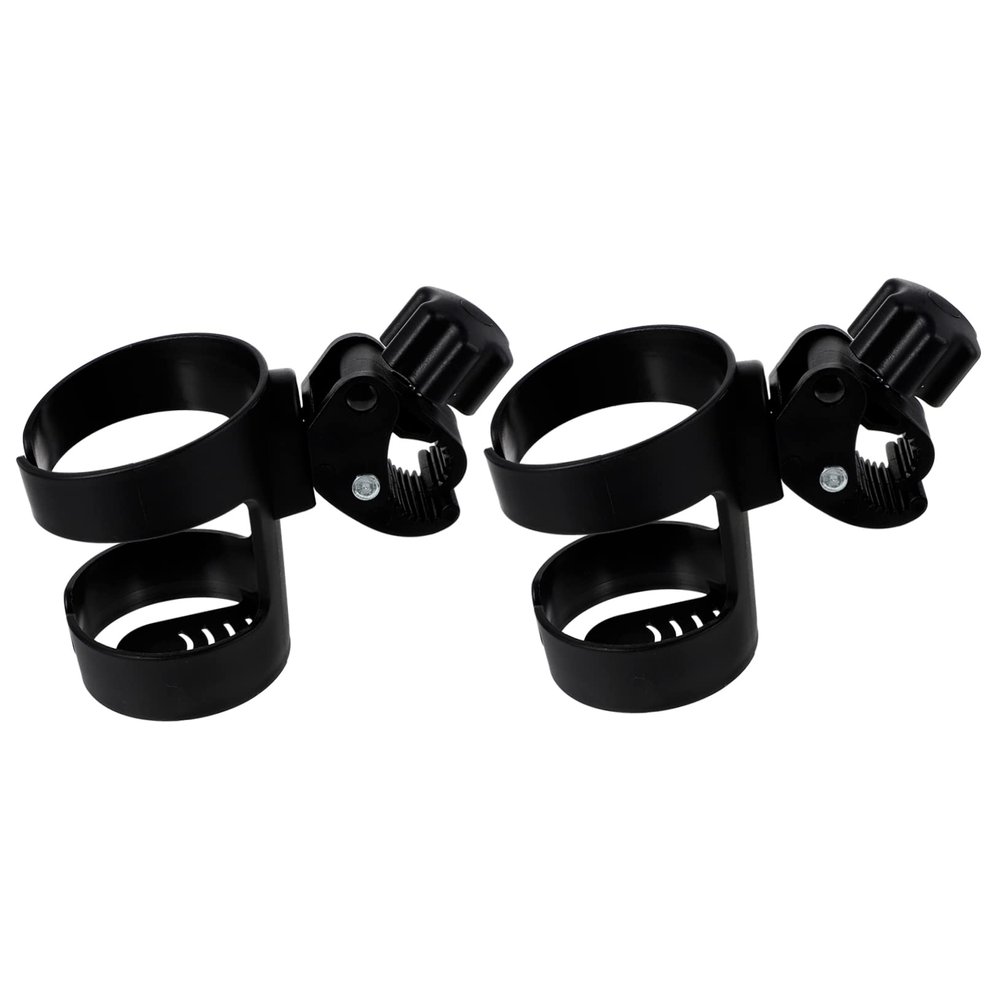 2Pcs Stroller Cup Holder Bottle Rack Durable Buggy Bottle Holder with Phone Storage Multi Purpose Beverage Carrier for Moms The Go Fits Trolleys