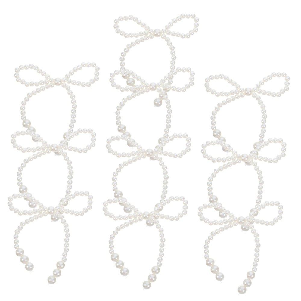 10pcs Faux Pearl Bow Cake Decorations Pearls Bow Knot Ornament Cupcake Toppers for Birthday Wedding Dance Ball Party Supplies DIY Accessories White