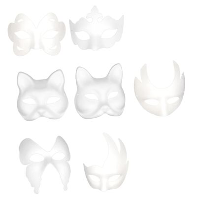 Abaodam 7Pcs DIY Paintable Masks for Blank Hand Painted Face Covers for Dance Balls Parties School Activities Creative Arts Crafts Fun