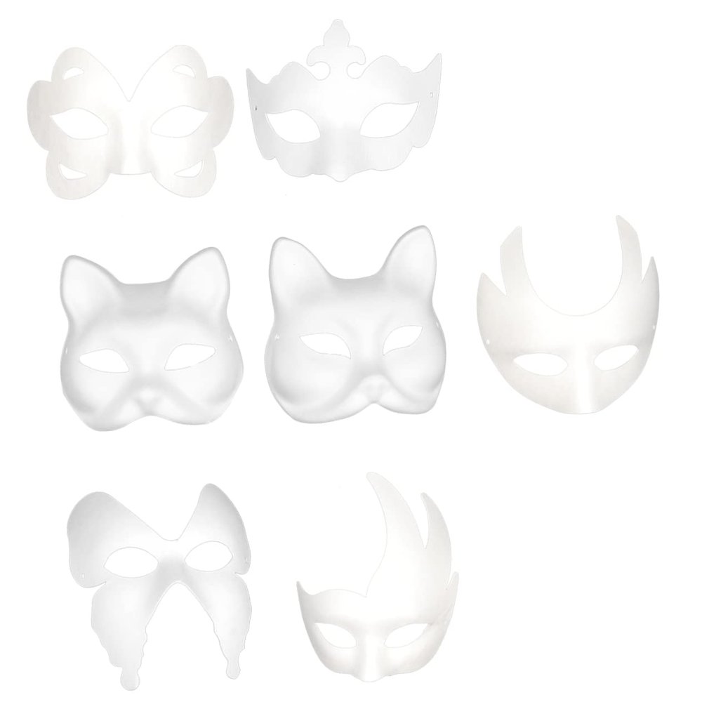 Abaodam 7Pcs DIY Paintable Masks for Blank Hand Painted Face Covers for Dance Balls Parties School Activities Creative Arts Crafts Fun