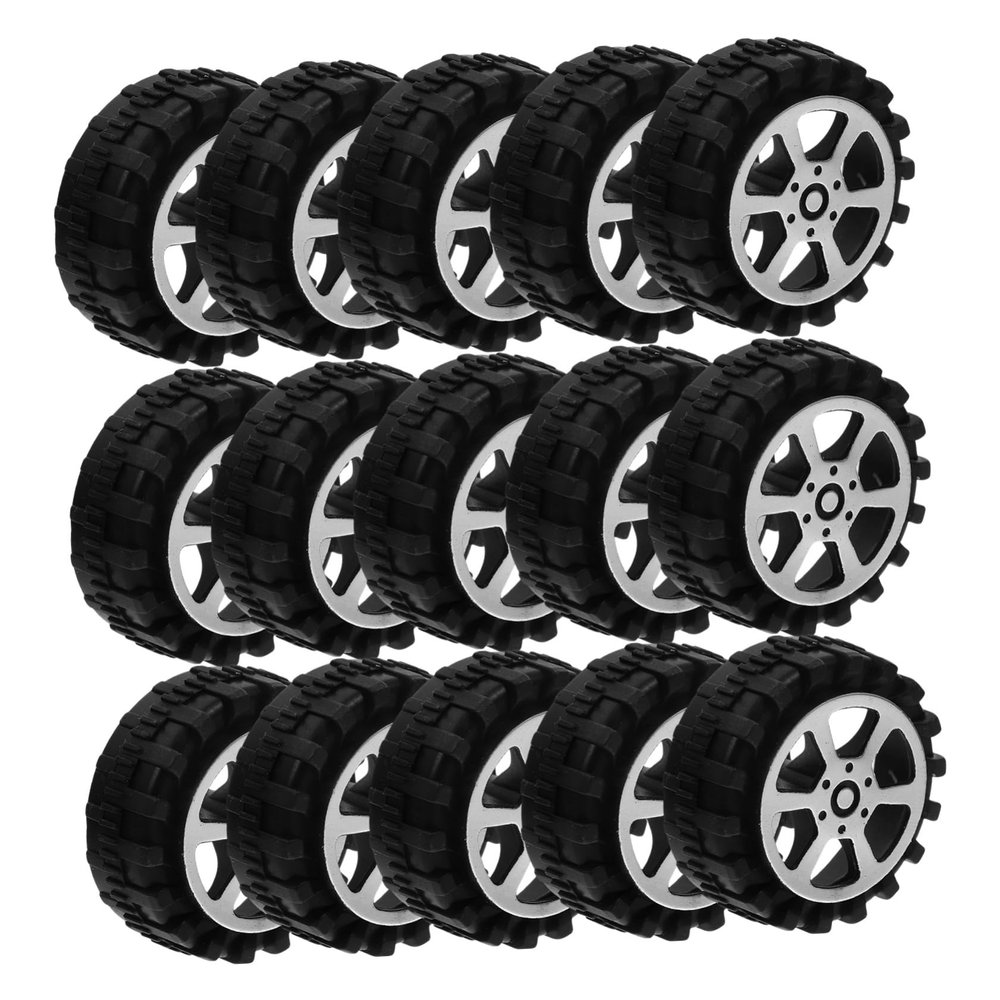 30Pcs DIY Car Wheels Black Plastic Accessories for Handmade Crafts for Model Cars and DIY Projects