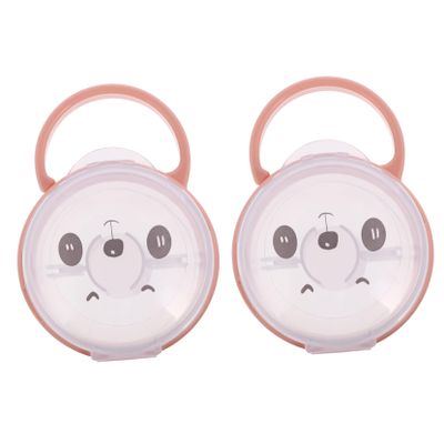 2Pcs Cartoon Pacifier Case Portable Pacifier Holder with Handle Durable Storage Box for Soothers Design Protective Box for Home Travel
