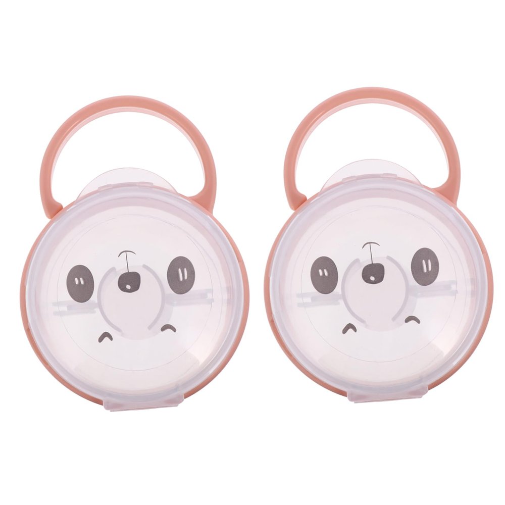 2Pcs Cartoon Pacifier Case Portable Pacifier Holder with Handle Durable Storage Box for Soothers Design Protective Box for Home Travel