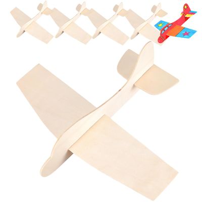 JOINPAYA 6Pcs Wooden Airplane Model Kit for Kids DIY Blank Painting Crafts for Boys and Girls Fun Educational Activity for Home or School