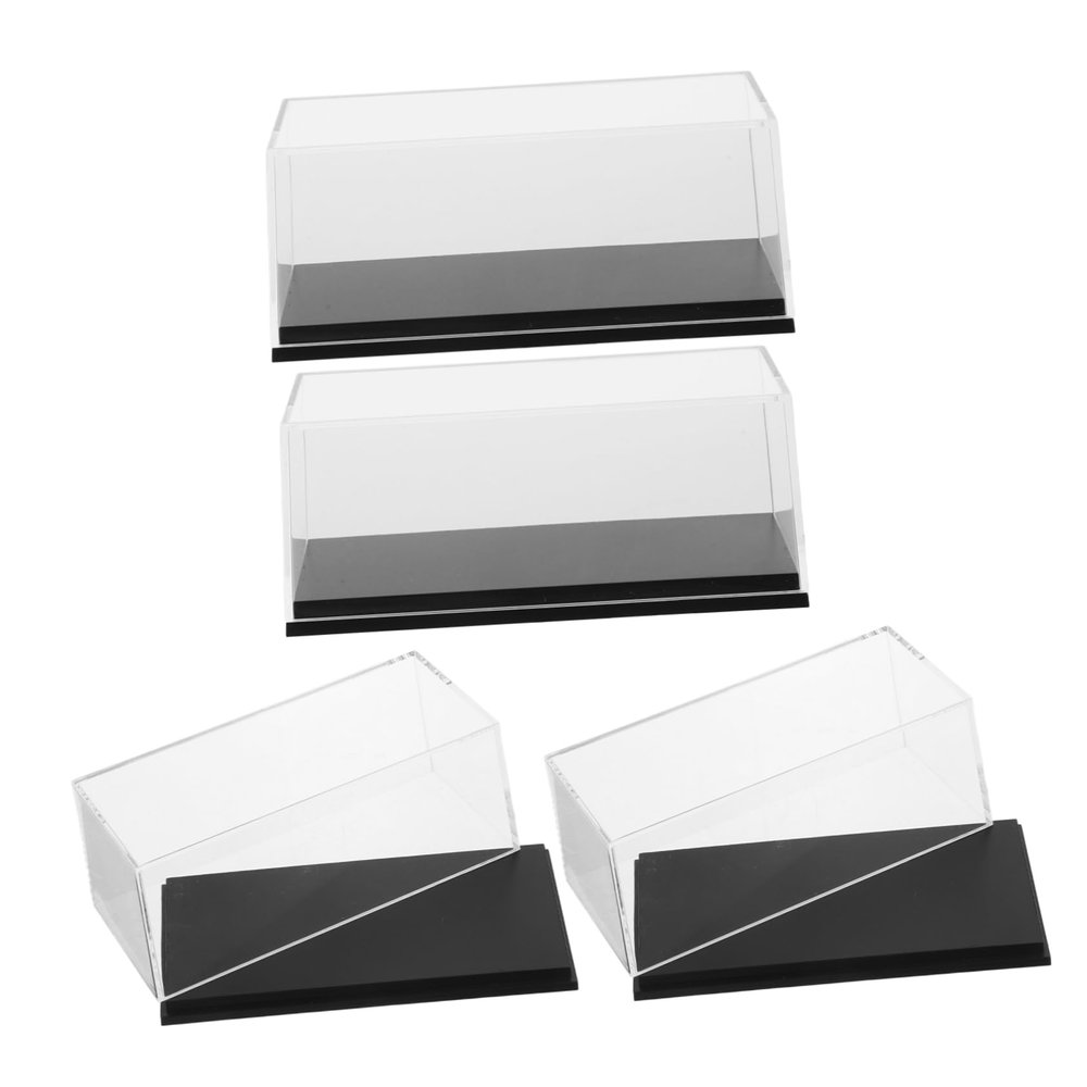 4pcs Scale Car Models Dustproof Vehicle Storage Box for Collectors and Portable Protective Display Case