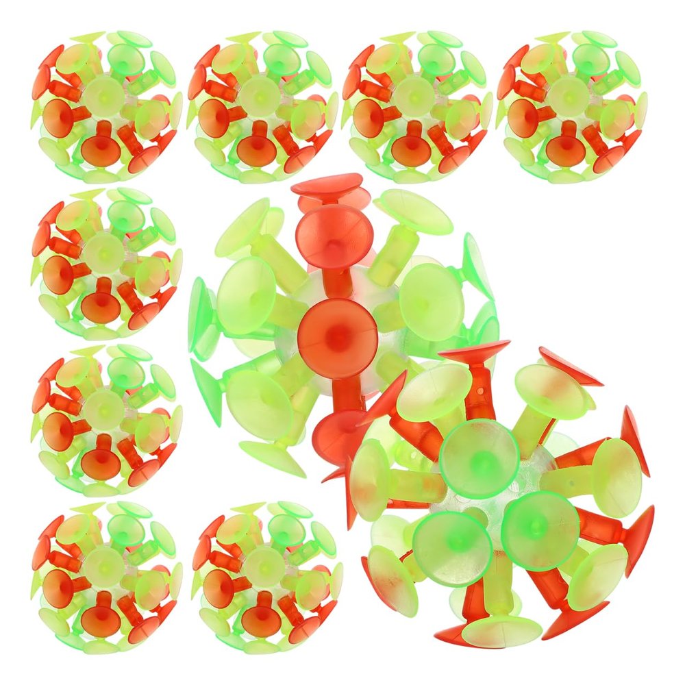 Kisangel 10Pcs Suction Cup Balls, Glowing Suction Throwing Balls, Bouncing with Flashing Lights for Parent Interaction Relief