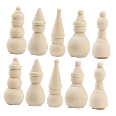10pcs Blank DIY Wooden Christmas Snowman Peg Dolls Unfinished Wood Snowman Peg People Figures for Kid Painting Craft Christmas Decoration
