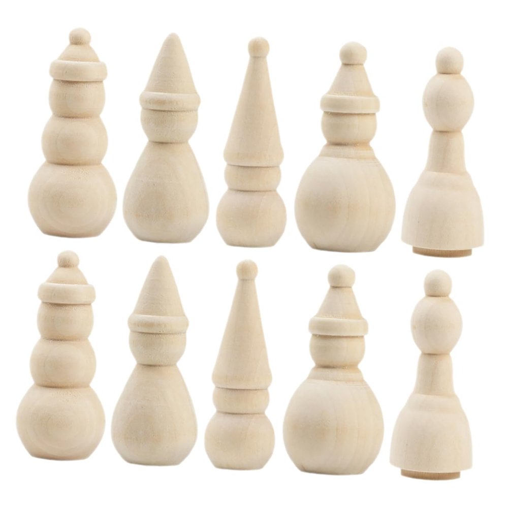 10pcs Blank DIY Wooden Christmas Snowman Peg Dolls Unfinished Wood Snowman Peg People Figures for Kid Painting Craft Christmas Decoration