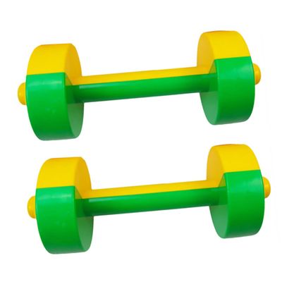 1 Pair Dumbbell Plastic Fitness Weights for Early Education Safe Exercise Props for Home Gym Green Yellow Workout Equipment for Boys Random Color